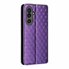 For Samsung Galaxy M56 5G Cubic Grid Texture Flip Leather Phone Case(Purple) - 3