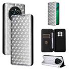For Realme 12+ 5G Cubic Grid Texture Flip Leather Phone Case(Silver) - 1