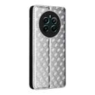 For Realme 12+ 5G Cubic Grid Texture Flip Leather Phone Case(Silver) - 3