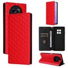 For Realme 12 5G / 12x 5G Cubic Grid Texture Flip Leather Phone Case(Red) - 1