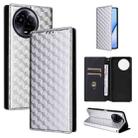 For Realme 11 5G Global / 11X 5G Cubic Grid Texture Flip Leather Phone Case(Silver) - 1
