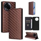 For Realme 11 5G Global / 11X 5G Cubic Grid Texture Flip Leather Phone Case(Brown) - 1