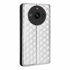For Realme 11 Pro 5G / 11 Cubic Grid Texture Flip Leather Phone Case(Silver) - 3