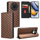 For Realme 11 Pro 5G / 11 Cubic Grid Texture Flip Leather Phone Case(Brown) - 1