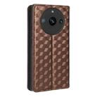 For Realme 11 Pro 5G / 11 Cubic Grid Texture Flip Leather Phone Case(Brown) - 3