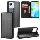 For Realme C30 Cubic Grid Texture Flip Leather Phone Case(Black) - 1