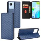 For Realme C30 Cubic Grid Texture Flip Leather Phone Case(Blue) - 1