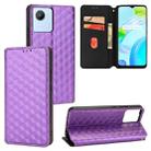 For Realme C30 Cubic Grid Texture Flip Leather Phone Case(Purple) - 1