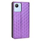 For Realme C30 Cubic Grid Texture Flip Leather Phone Case(Purple) - 3