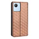 For Realme C30 Cubic Grid Texture Flip Leather Phone Case(Brown) - 3