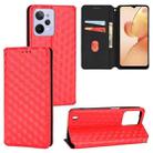 For Realme C31 Cubic Grid Texture Flip Leather Phone Case(Red) - 1