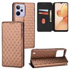 For Realme C31 Cubic Grid Texture Flip Leather Phone Case(Brown) - 1