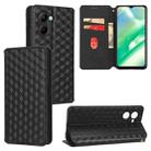 For Realme C33 Cubic Grid Texture Flip Leather Phone Case(Black) - 1