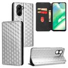 For Realme C33 Cubic Grid Texture Flip Leather Phone Case(Silver) - 1