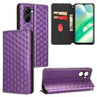 For Realme C33 Cubic Grid Texture Flip Leather Phone Case(Purple) - 1