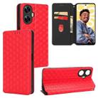 For Realme C55 Cubic Grid Texture Flip Leather Phone Case(Red) - 1