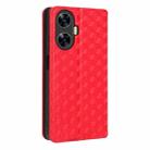 For Realme C55 Cubic Grid Texture Flip Leather Phone Case(Red) - 3