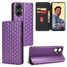 For Realme C55 Cubic Grid Texture Flip Leather Phone Case(Purple) - 1