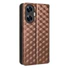 For Realme C55 Cubic Grid Texture Flip Leather Phone Case(Brown) - 3