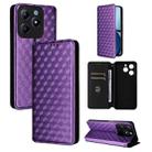 For Realme C63 4G / C61 4G / Narzo N63 4G Cubic Grid Texture Flip Leather Phone Case(Purple) - 1