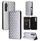 For Realme C65 4G Cubic Grid Texture Flip Leather Phone Case(Silver) - 1