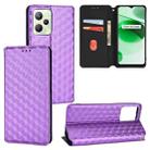 For Realme Narzo 50A Prime / C35 Cubic Grid Texture Flip Leather Phone Case(Purple) - 1