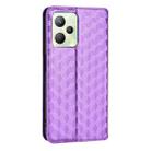 For Realme Narzo 50A Prime / C35 Cubic Grid Texture Flip Leather Phone Case(Purple) - 3