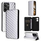 For Realme Neo7x 5G / P3 5G Cubic Grid Texture Flip Leather Phone Case(Silver) - 1