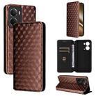 For Realme Neo7x 5G / P3 5G Cubic Grid Texture Flip Leather Phone Case(Brown) - 1