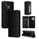 For Realme GT 6 / GT 6T Cubic Grid Texture Flip Leather Phone Case(Black) - 1