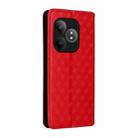 For Realme GT 6 / GT 6T Cubic Grid Texture Flip Leather Phone Case(Red) - 3