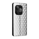 For Realme GT 6 / GT 6T Cubic Grid Texture Flip Leather Phone Case(Silver) - 3