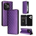 For Realme GT 6 / GT 6T Cubic Grid Texture Flip Leather Phone Case(Purple) - 1