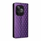 For Realme GT 6 / GT 6T Cubic Grid Texture Flip Leather Phone Case(Purple) - 3