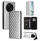 For Realme 13+ 5G Global / 13 Cubic Grid Texture Flip Leather Phone Case(Silver) - 1
