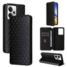 For Realme 14 5G Global Cubic Grid Texture Flip Leather Phone Case(Black) - 1