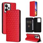 For Realme 14 5G Global Cubic Grid Texture Flip Leather Phone Case(Red) - 1