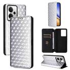 For Realme 14 5G Global Cubic Grid Texture Flip Leather Phone Case(Silver) - 1