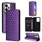 For Realme 14 5G Global Cubic Grid Texture Flip Leather Phone Case(Purple) - 1