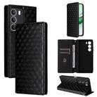 For Realme 14X 5G Malay / V70 / V70s Cubic Grid Texture Flip Leather Phone Case(Black) - 1