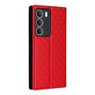 For Realme 14X 5G Malay / V70 / V70s Cubic Grid Texture Flip Leather Phone Case(Red) - 3