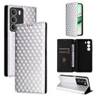 For Realme 14X 5G Malay / V70 / V70s Cubic Grid Texture Flip Leather Phone Case(Silver) - 1