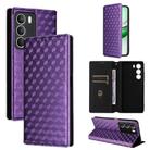 For Realme 14X 5G Malay / V70 / V70s Cubic Grid Texture Flip Leather Phone Case(Purple) - 1