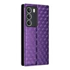 For Realme 14X 5G Malay / V70 / V70s Cubic Grid Texture Flip Leather Phone Case(Purple) - 3