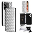 For Realme GT7 5G Cubic Grid Texture Flip Leather Phone Case(Silver) - 1
