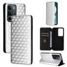 For Realme C71 4G Cubic Grid Texture Flip Leather Phone Case(Silver) - 1