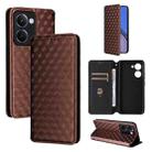 For Realme P3 Ultra 5G Cubic Grid Texture Flip Leather Phone Case(Brown) - 1