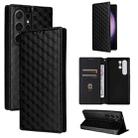 For Samsung Galaxy S25 Ultra 5G Cubic Grid Texture Flip Leather Phone Case(Black) - 1