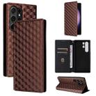 For Samsung Galaxy S25 Ultra 5G Cubic Grid Texture Flip Leather Phone Case(Brown) - 1