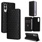 For Samsung Galaxy S25 Edge 5G Cubic Grid Texture Flip Leather Phone Case(Black) - 1